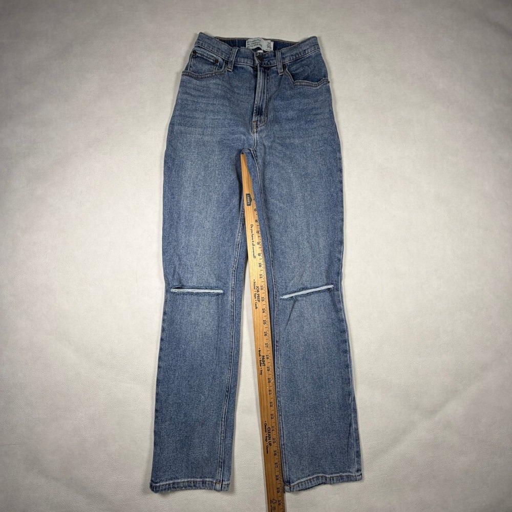Abercrombie & Fitch 90s Straight Ultra High Rise Curve Love Jeans Blue 24 00R - Picture 4 of 11